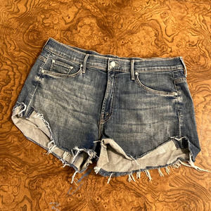 MOTHER high waist denim jean cut off fray raw hem edge shorts